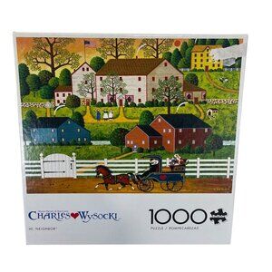 Charles Wysocki 1000-Piece Puzzle "Hi Neighbor" Buffalo Games Amish Mennonite